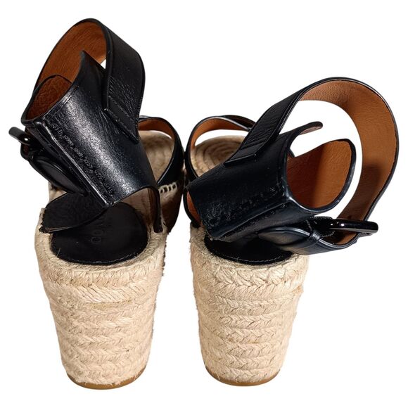 Coach Primrose Espadrille Platform Wedge Sandal Leather Black Ankle Strap 6 B - Picture 10 of 10
